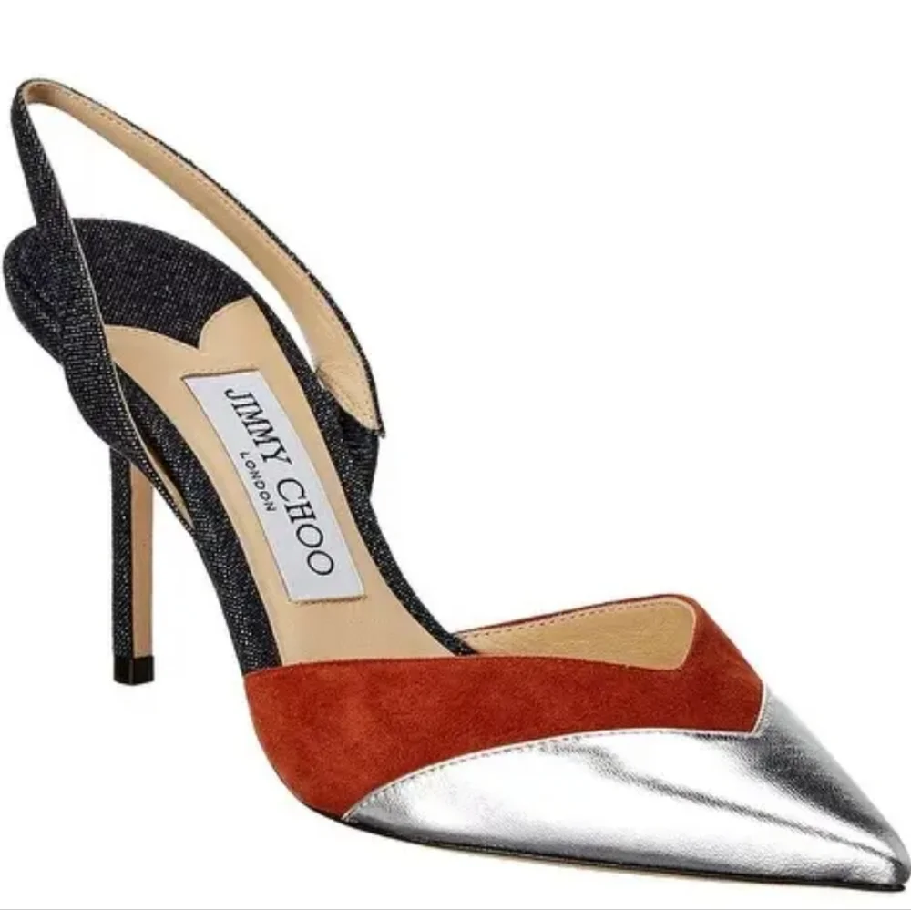 Jimmy Choo Thia 85 Leather & Suede Slingback Pump - Picture 1 of 11